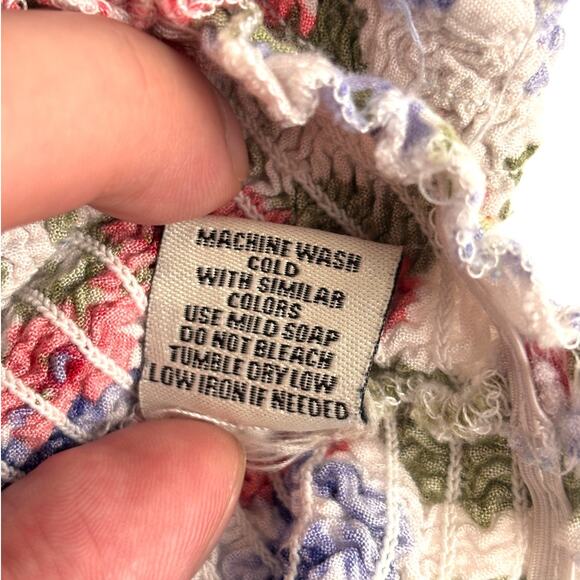 Smocked floral crop top L – braided straps y2k style - Picture 6 of 7